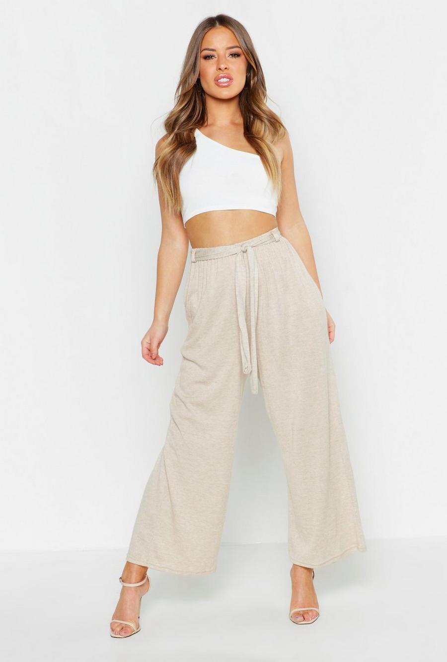 Petite Knitted Tie Waisted Trousers image number 1