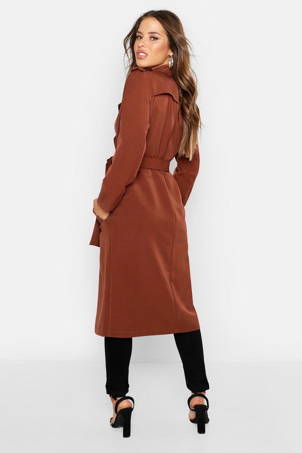 Boohoo petite camel clearance coat