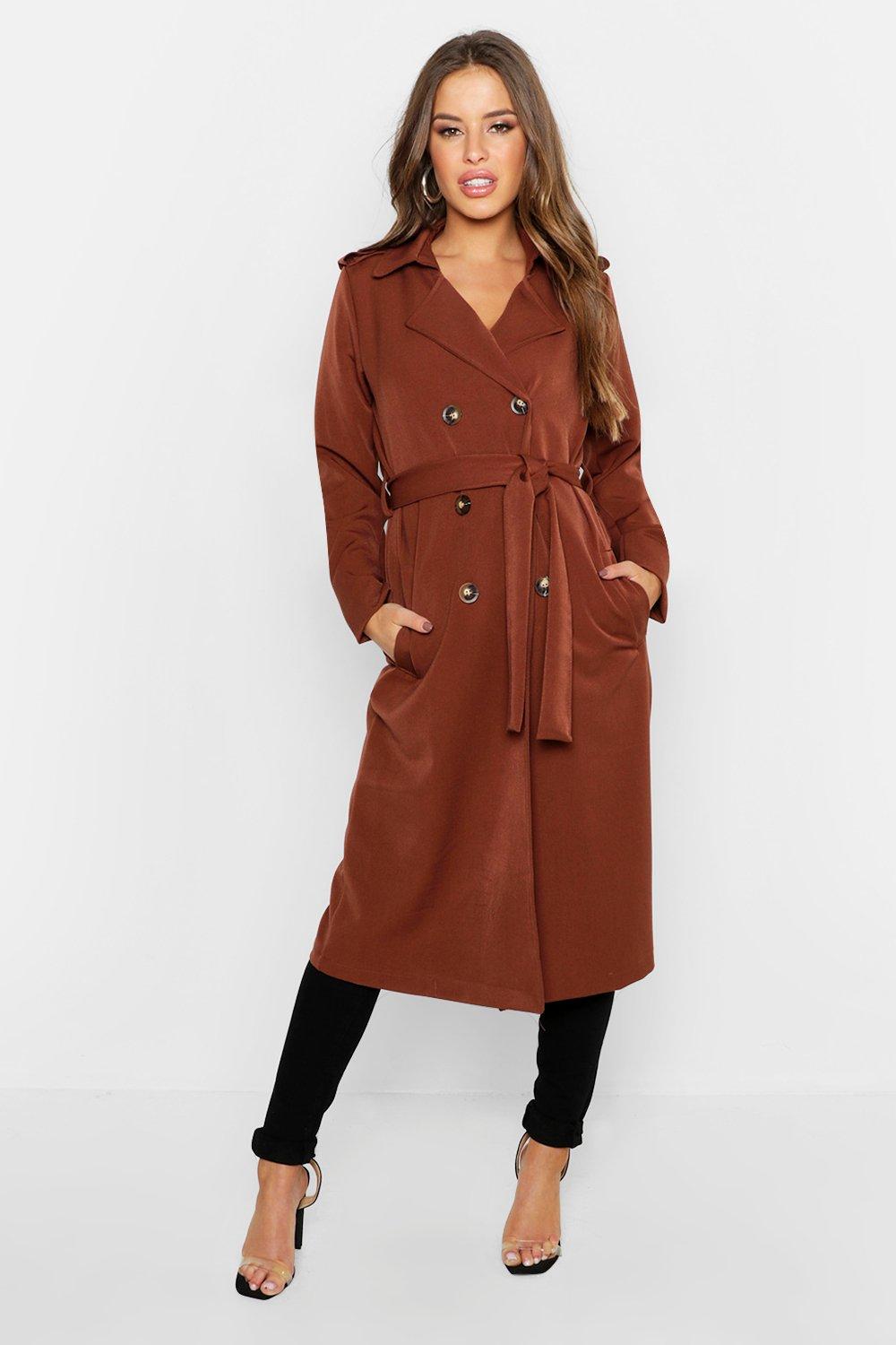 Boohoo petite camel coat sale