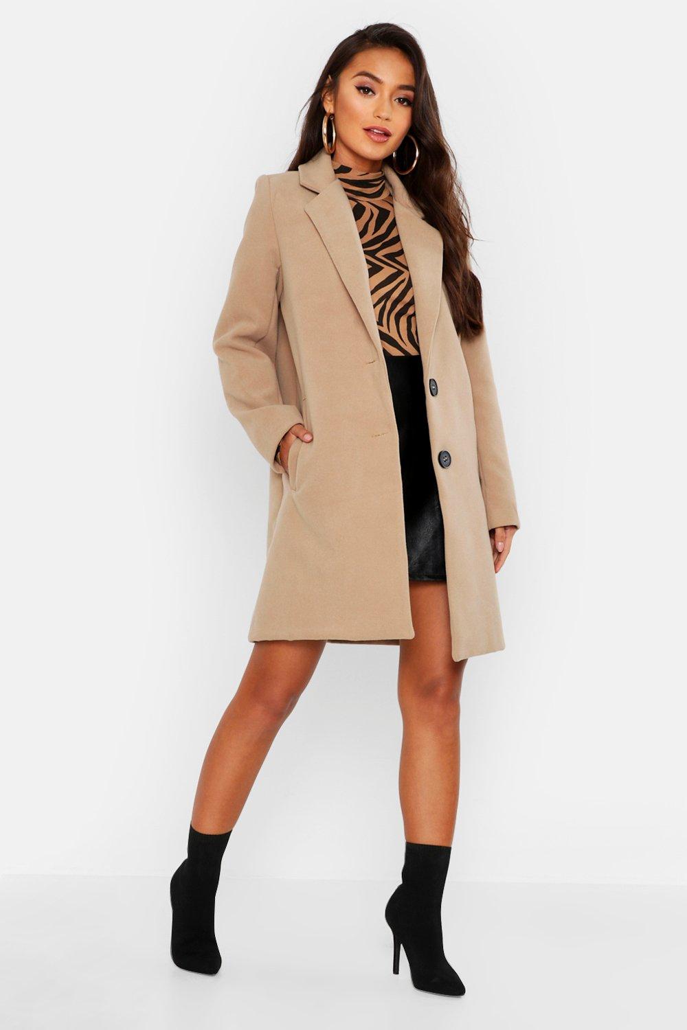 Boohoo camel coat sale