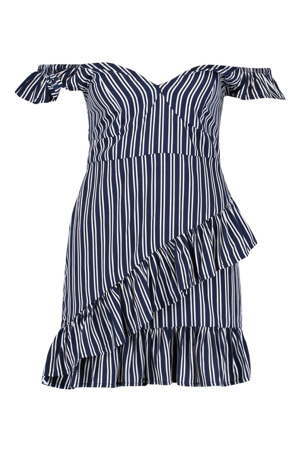 Petite Stripe Frill Detail Mini Dress