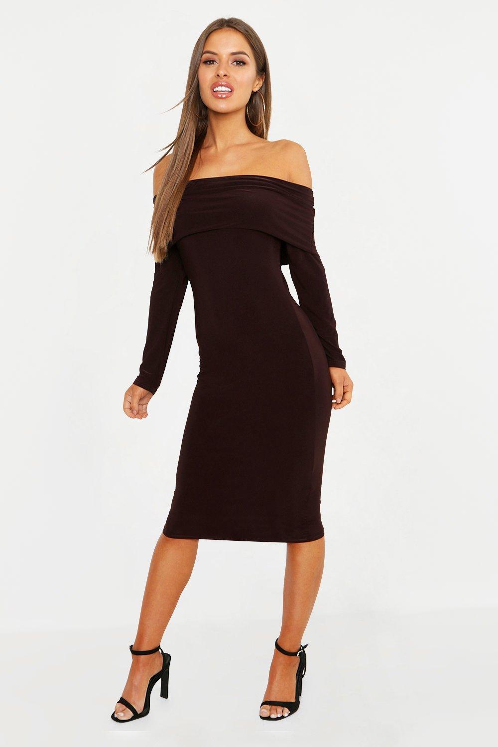 boohoo bardot midi dress