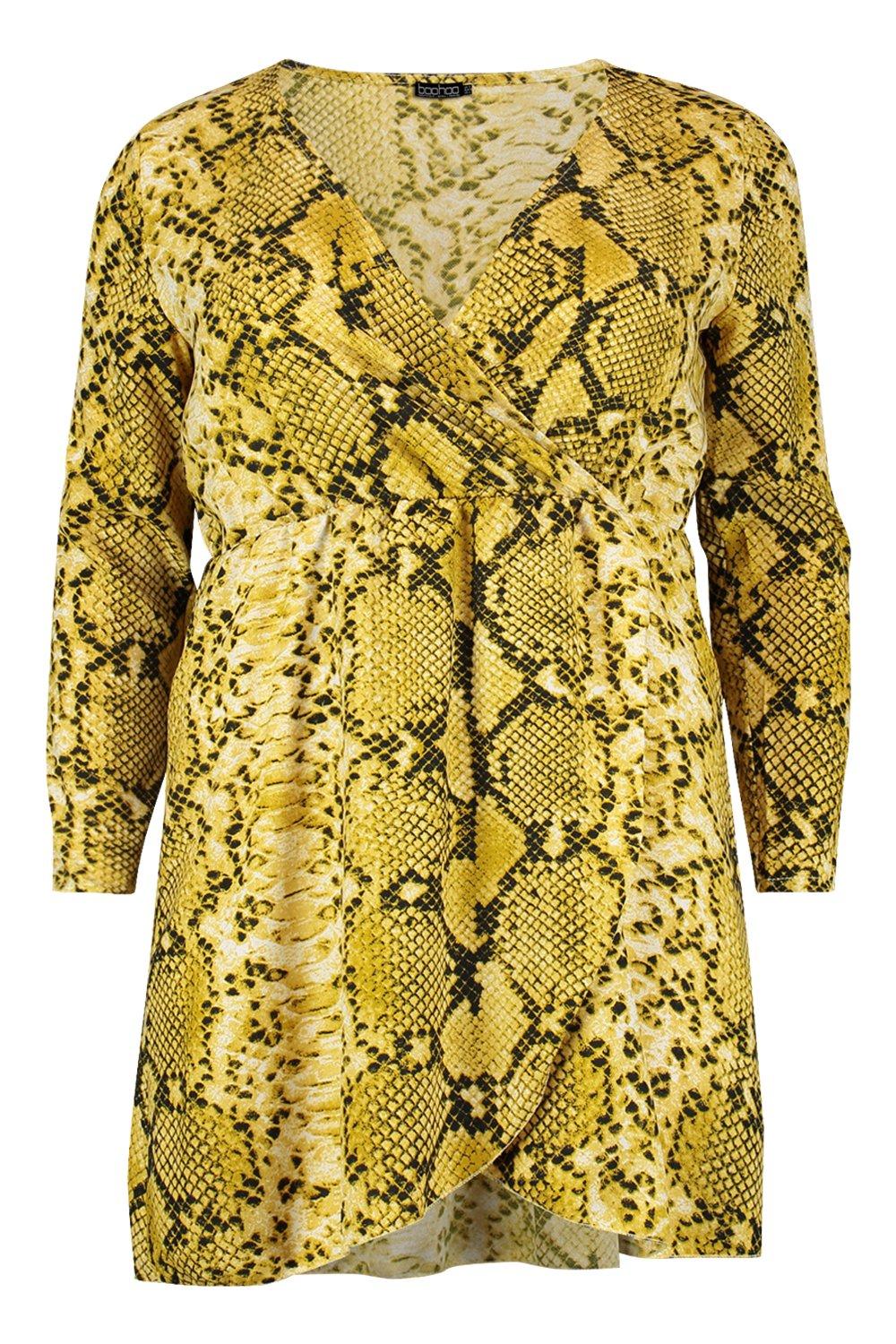 Plus Snakeskin Wrap Dress