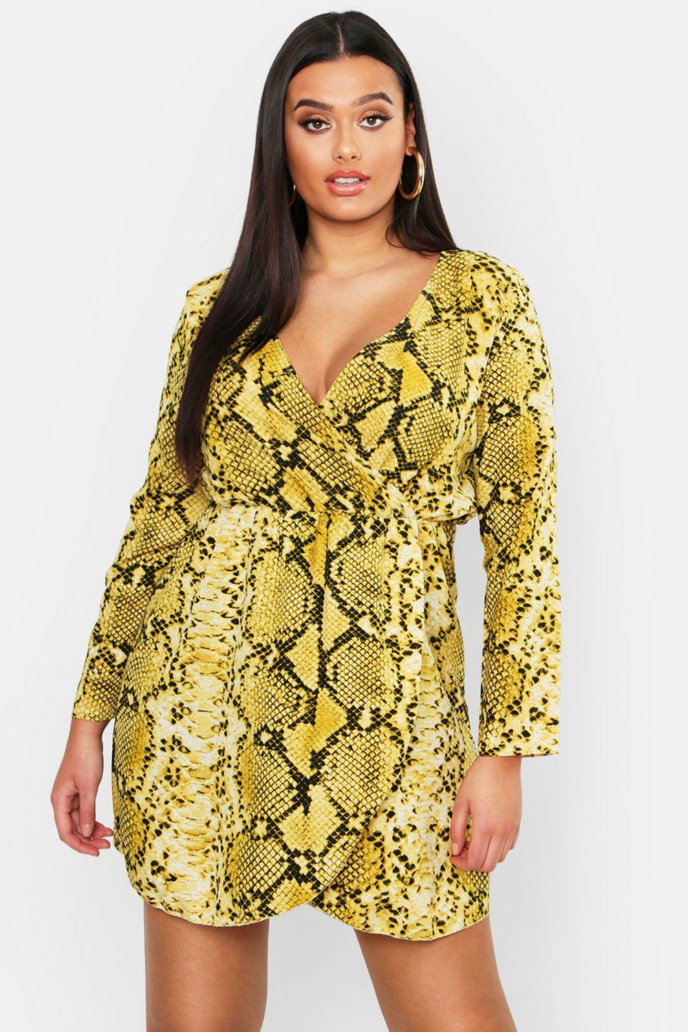 snakeskin wrap dress