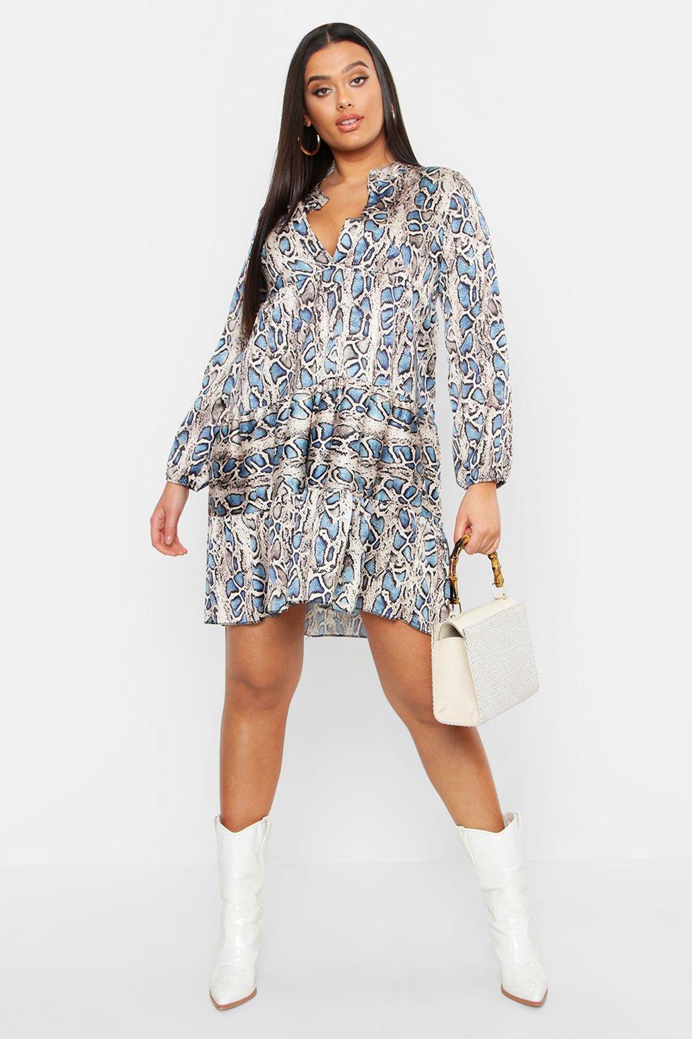 snakeskin smock dress