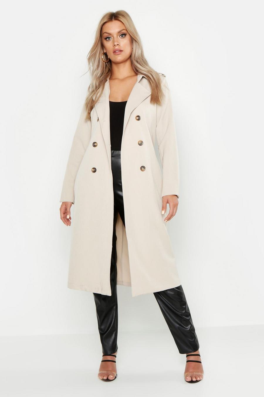 Plus Oversized Trenchcoat mit Knopfdetail image number 1