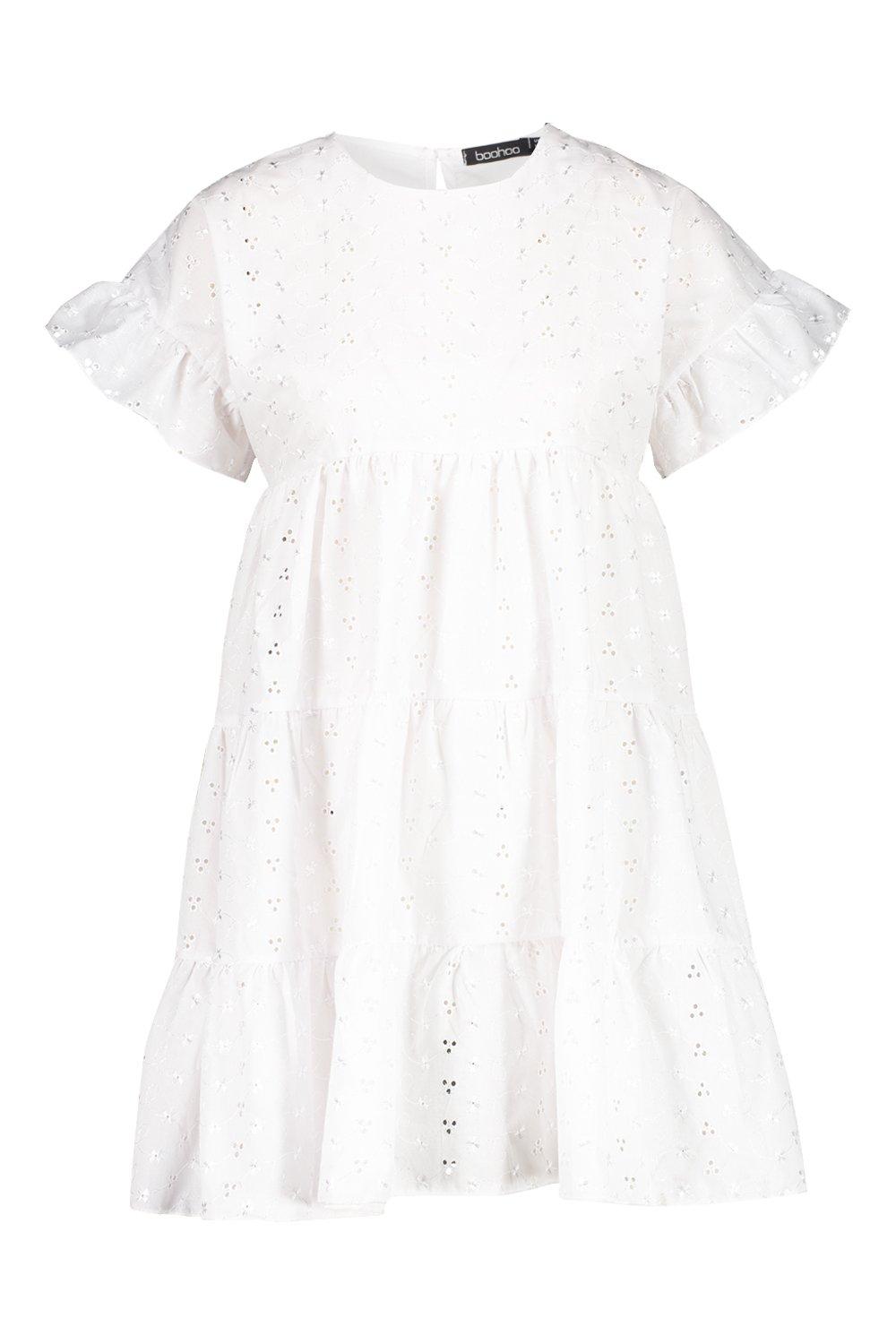petite white smock dress