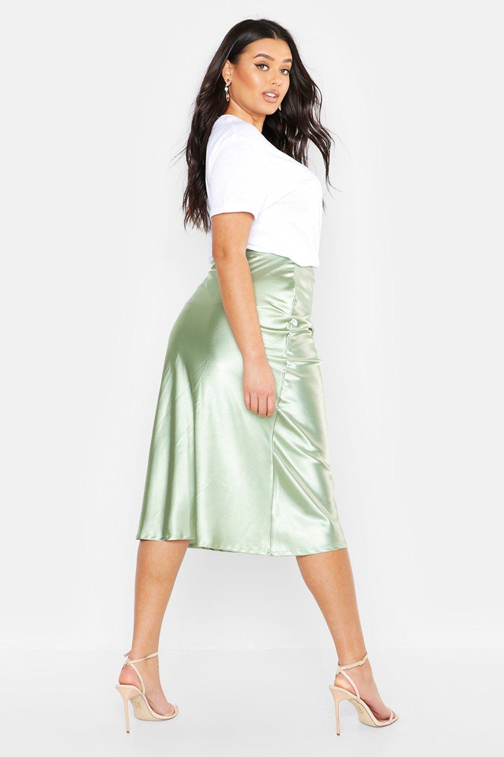 plus satin skirt