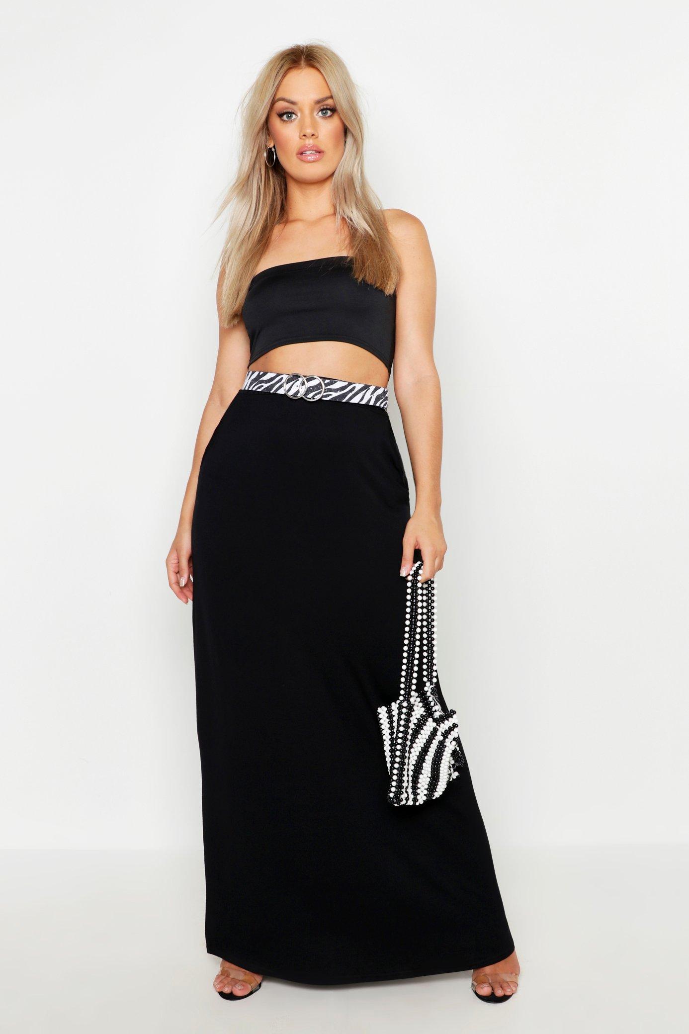 Women s Plus Pocket Front Jersey Maxi Skirt Boohoo UK