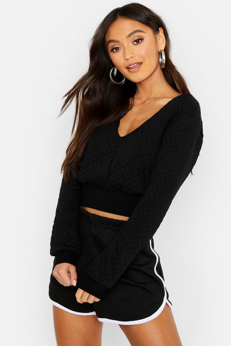 Petite Cropped Quilted Sweat image number 1
