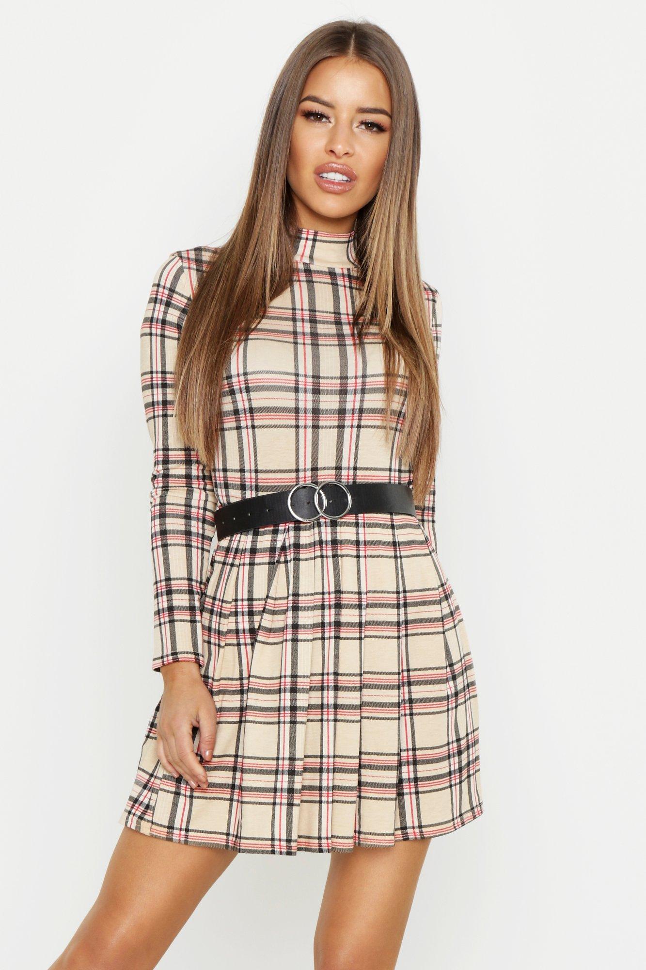 Checked store skater dress