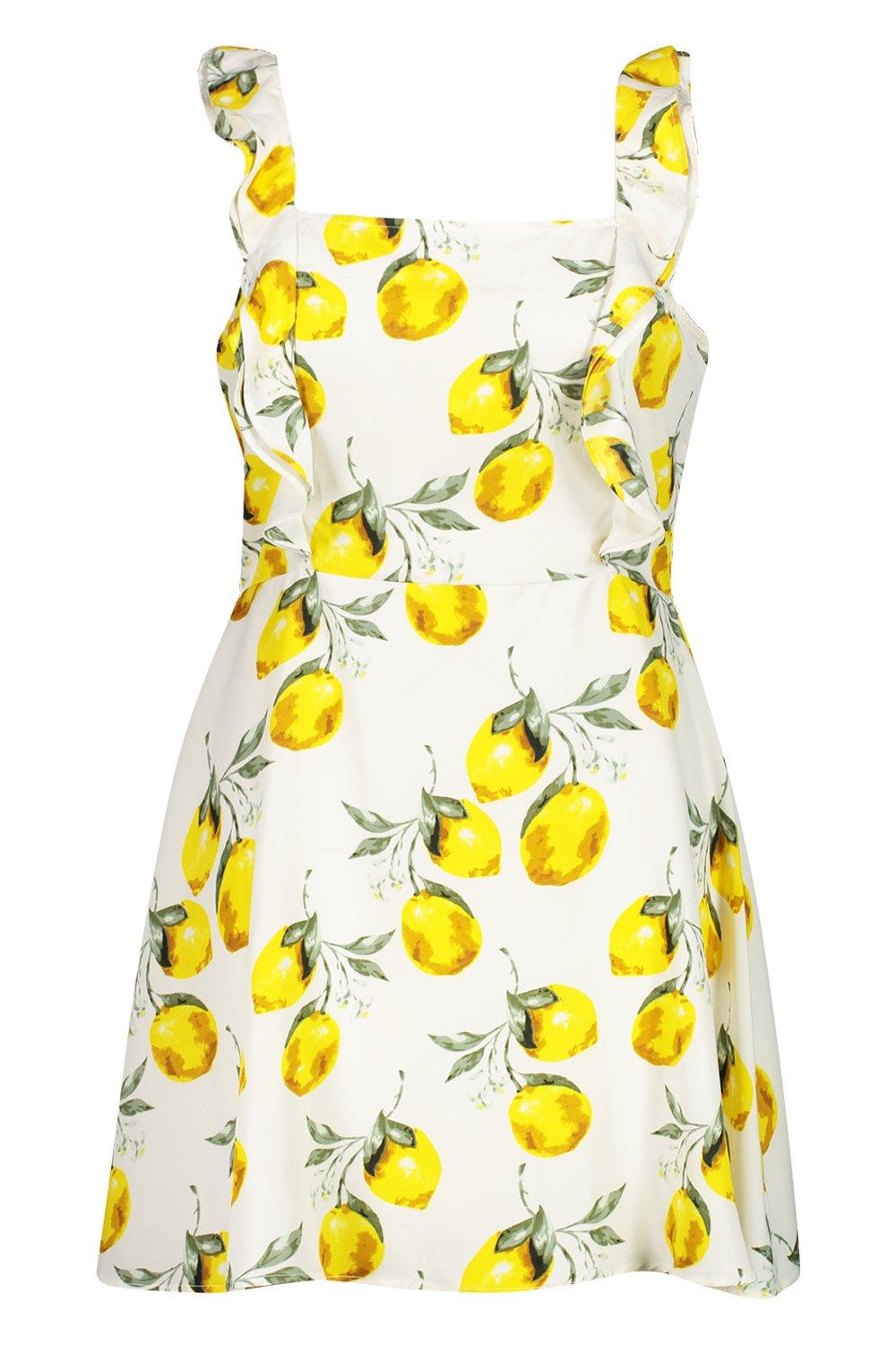 Lemon print dress boohoo online