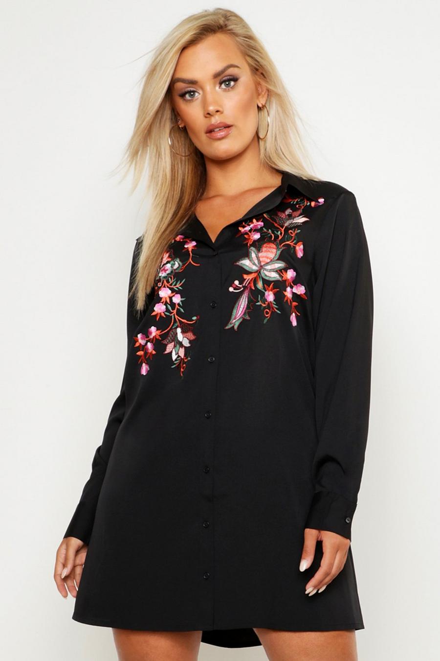 Plus Embroidered Shirt Dress image number 1