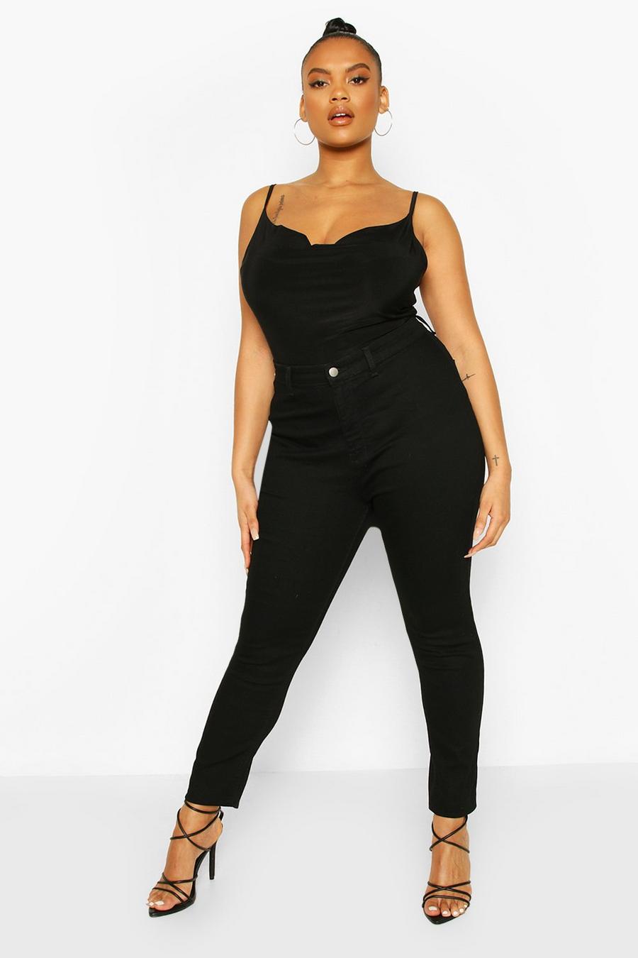 Black Plus - Skinny jeans med stretch och hög midja image number 1