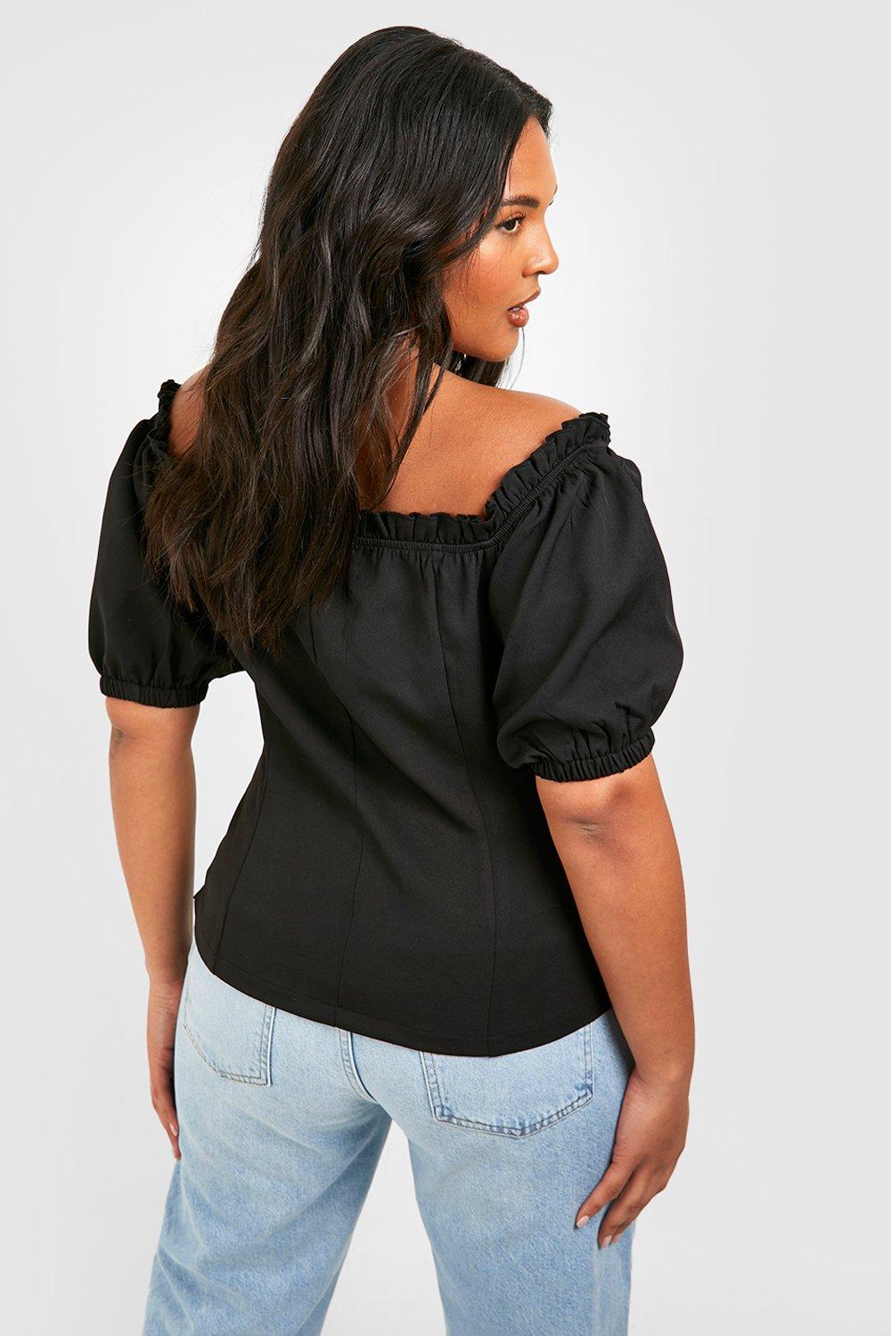 Plus size lace black hot sale top