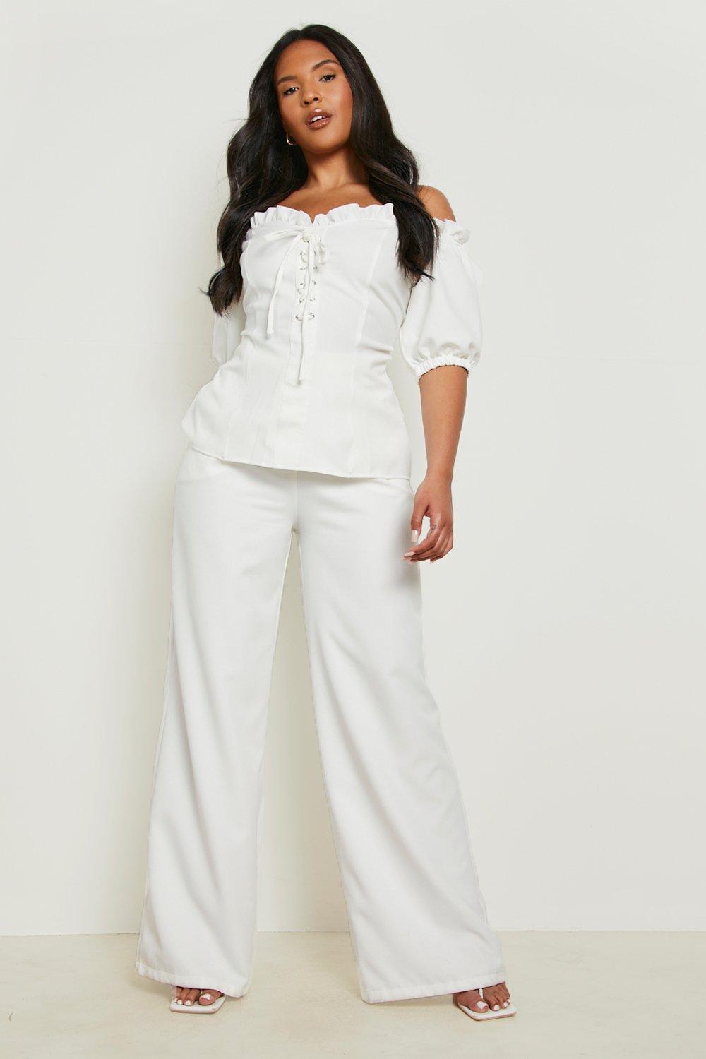 Plus size best sale off white pants