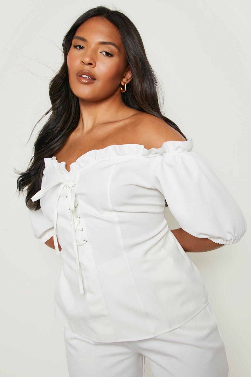 boohoo white off the shoulder top