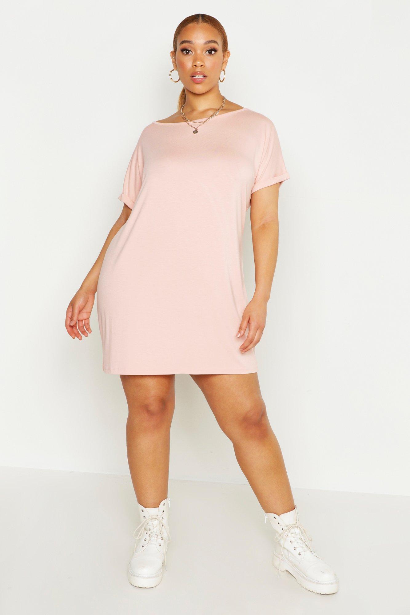 blush pink t shirt dress