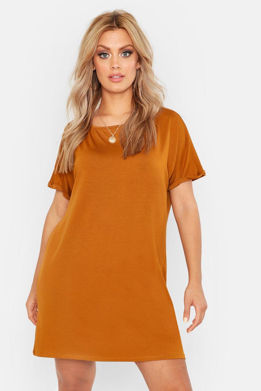 Tobacco Plus Oversized Roll Sleeve T-Shirt Dress image number 1