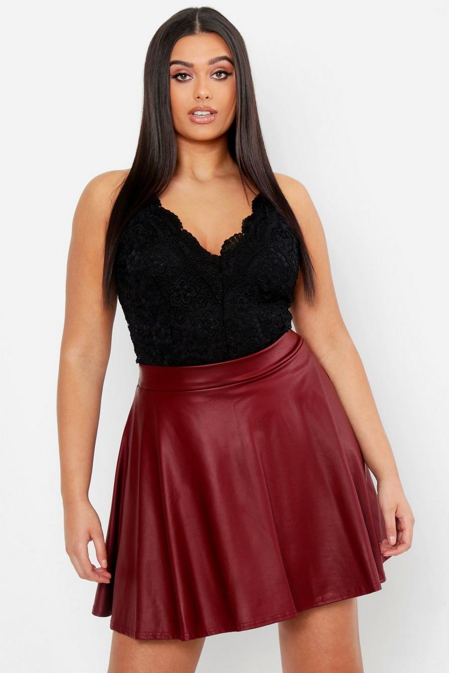 Berry Plus PU Skater Skirt image number 1