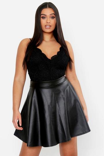 Plus PU Skater Skirt black