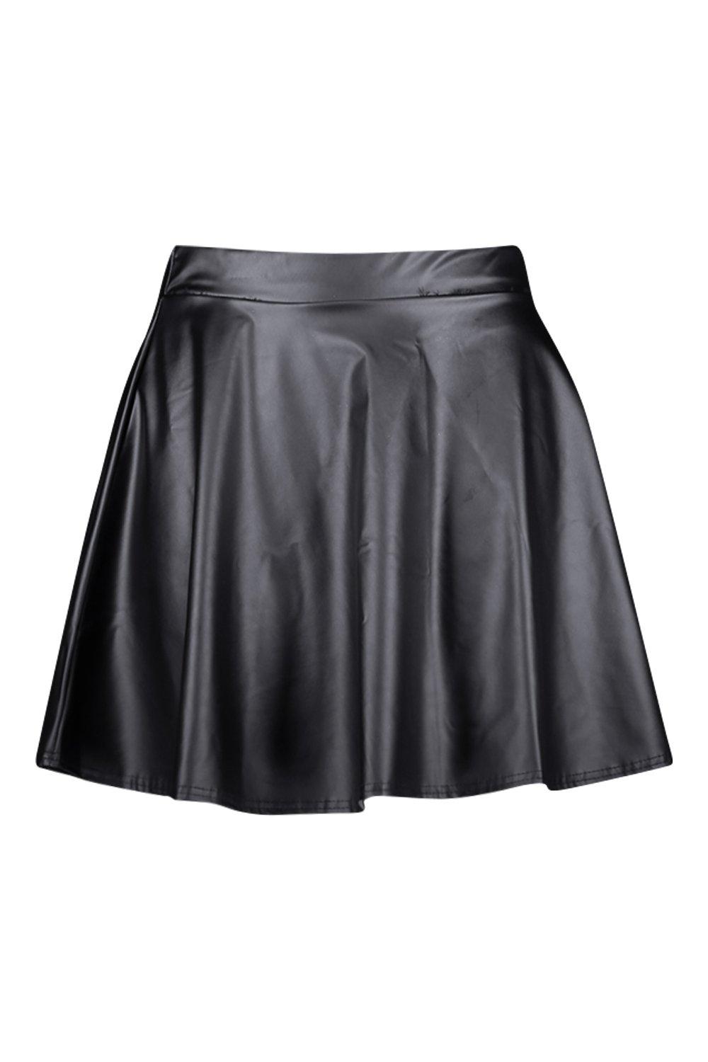 Boohoo Women s Plus PU Skater Skirt Black