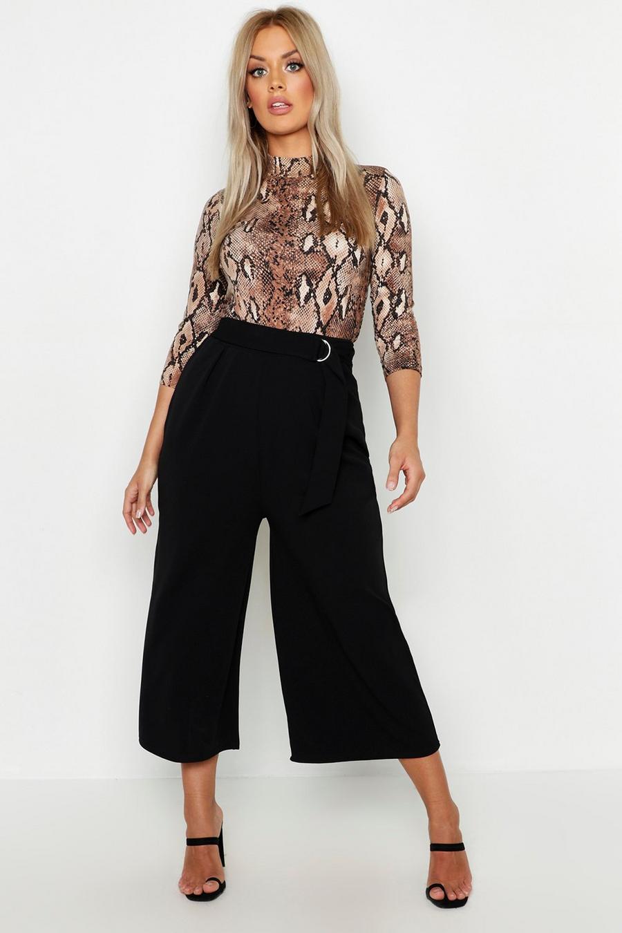 Plus O-Ring Belted Tailored Culotte Pants image number 1