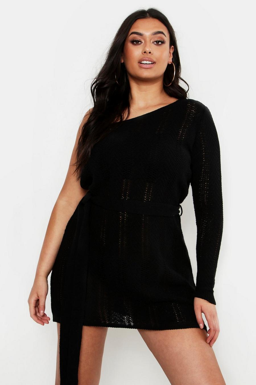 Black Plus - Kort strandklänning med one shoulder-detalj image number 1
