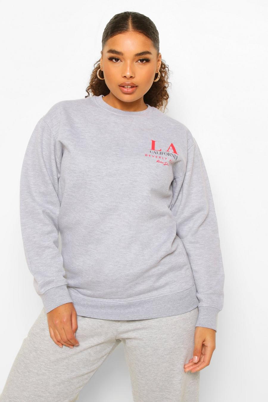 Plus - "LA Beverly Hills" Sweatshirt med slogan image number 1