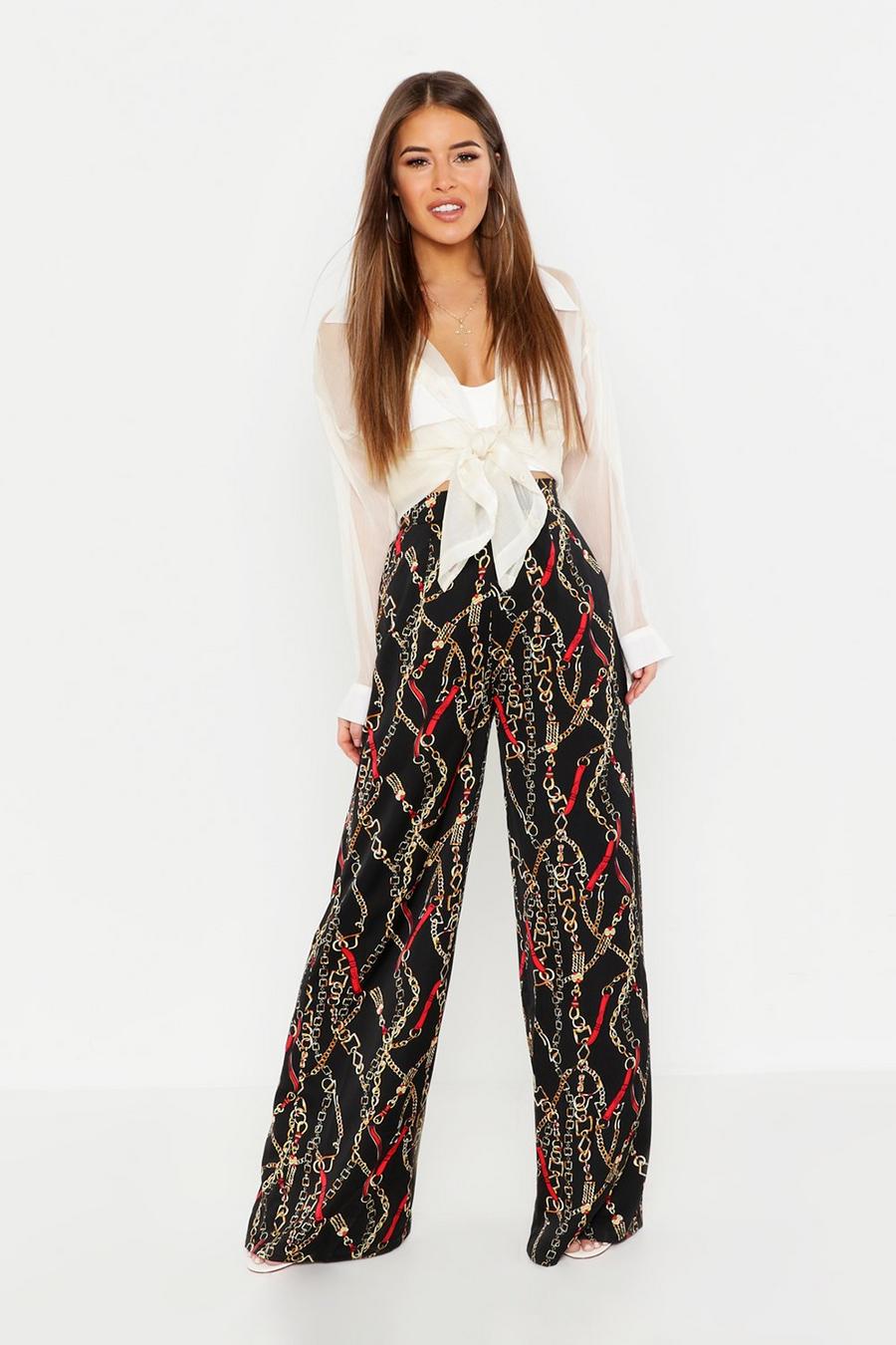 Petite Wide Leg Chain Print Trouser image number 1