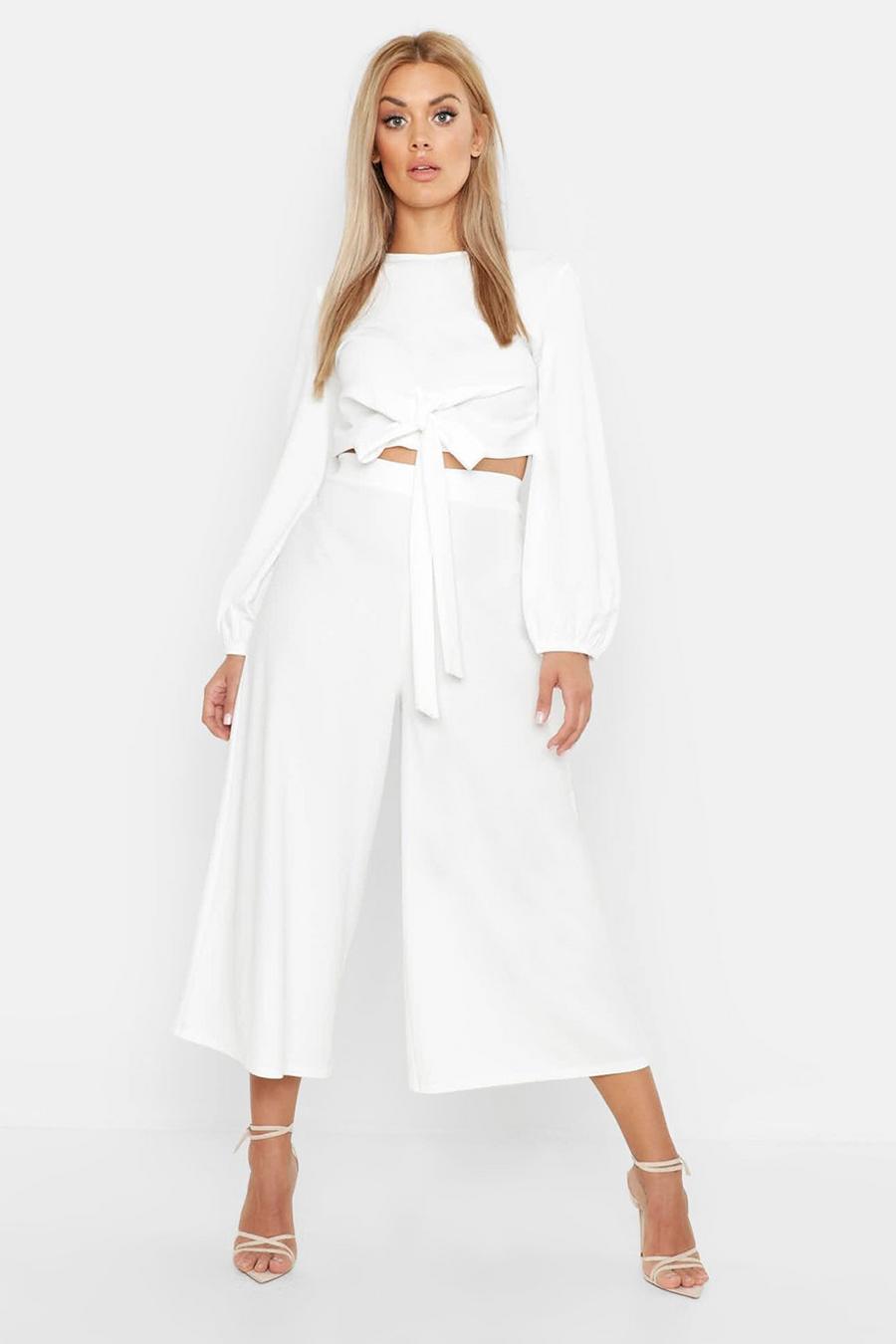 Plus Scuba Crepe Wrap Top And Culotte Co-ord image number 1