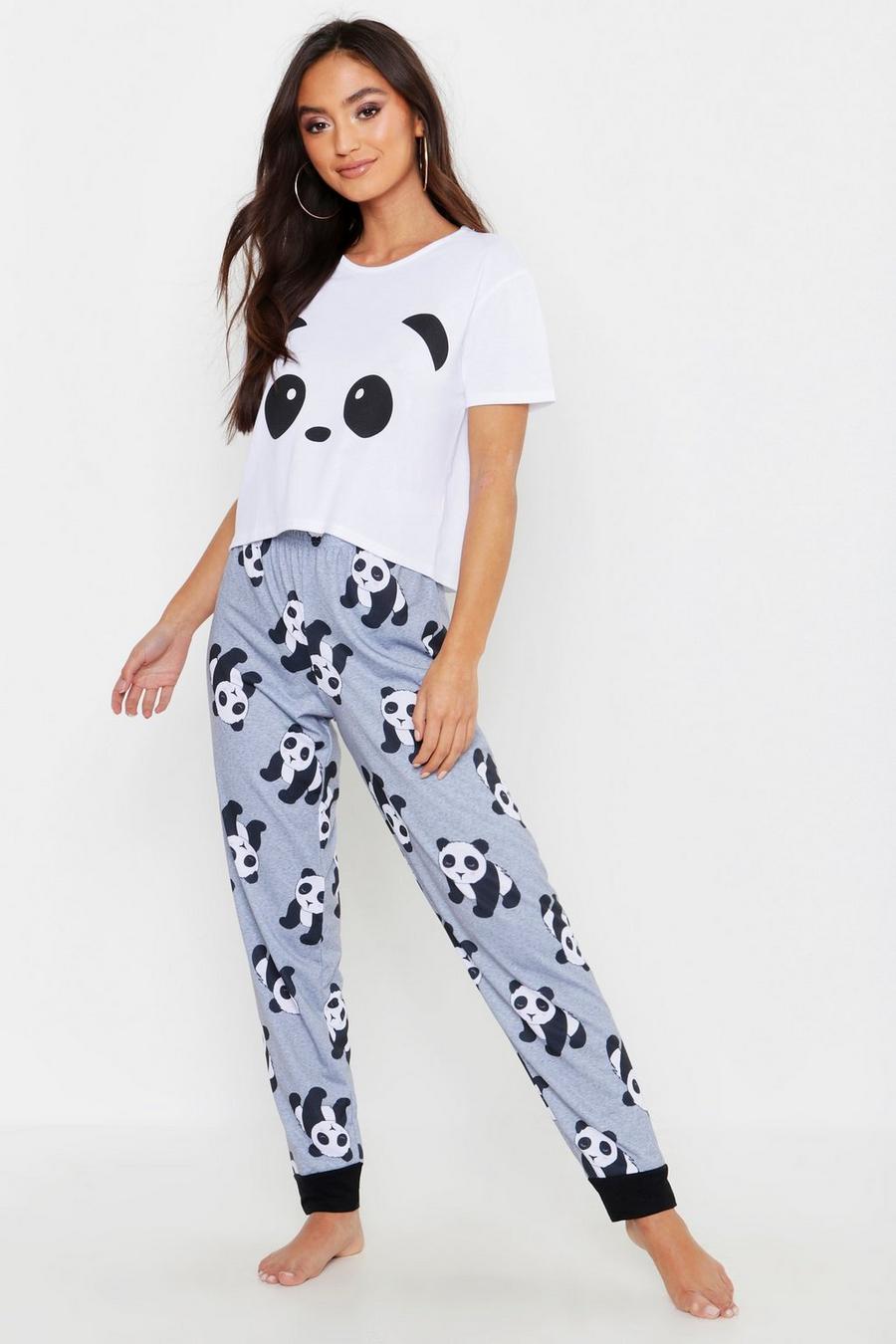 Petite Panda Printed PJ Trouser Set image number 1