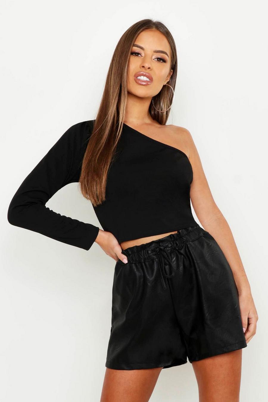 Petite One Shoulder Long Sleeve Crop Top image number 1