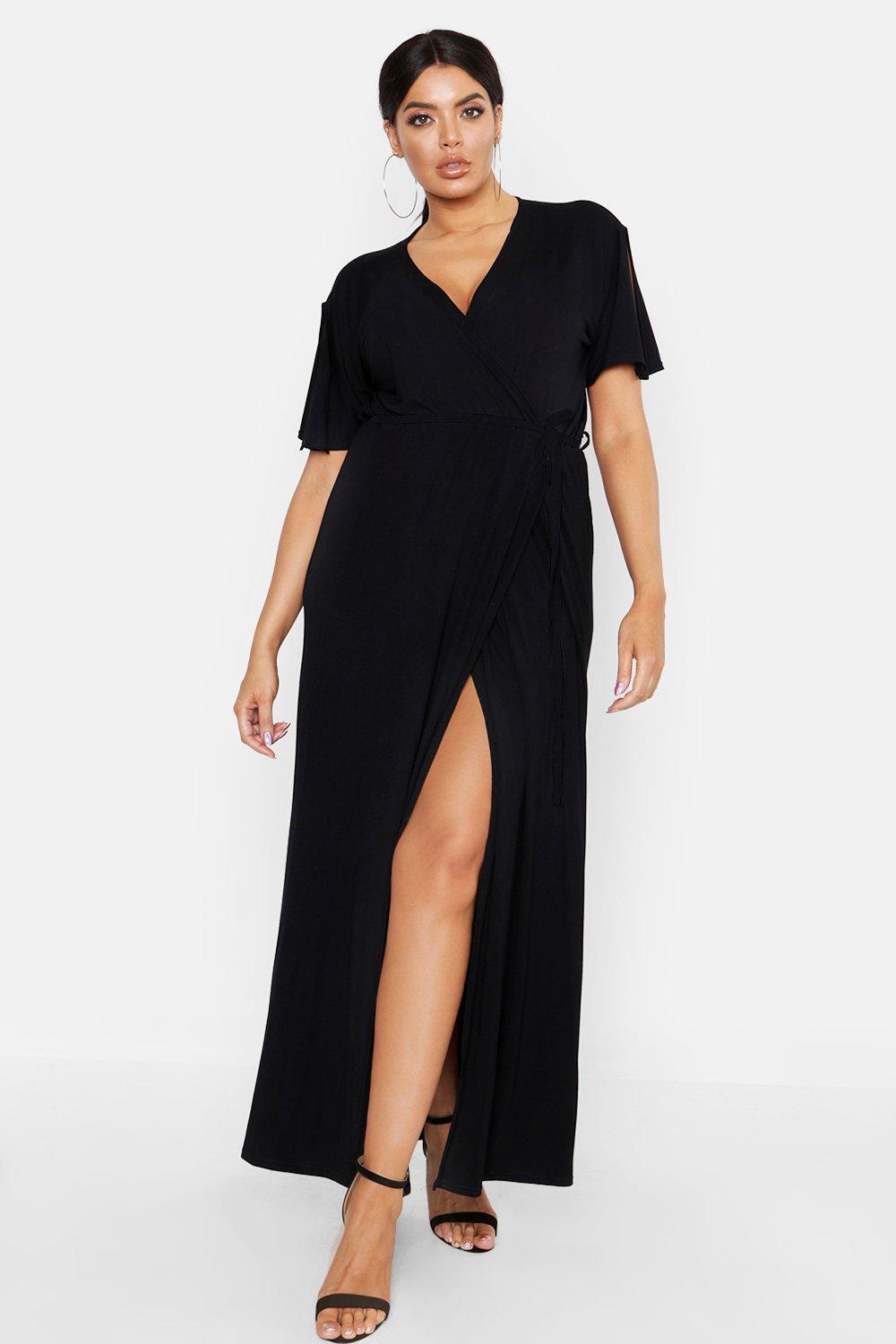 kimono sleeve wrap maxi dress