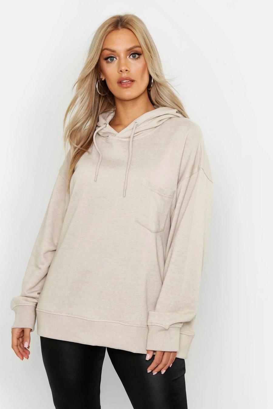 Oatmeal Plus - Basic hoodie med fickdetalj image number 1