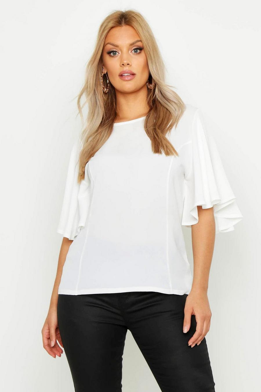 Ivory Plus Angel Sleeve Fit And Flare Top image number 1