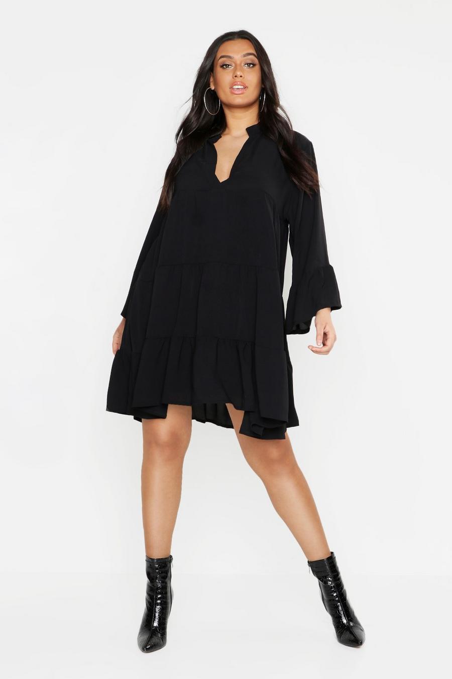 Plus Woven Tiered Shirt Dress image number 1