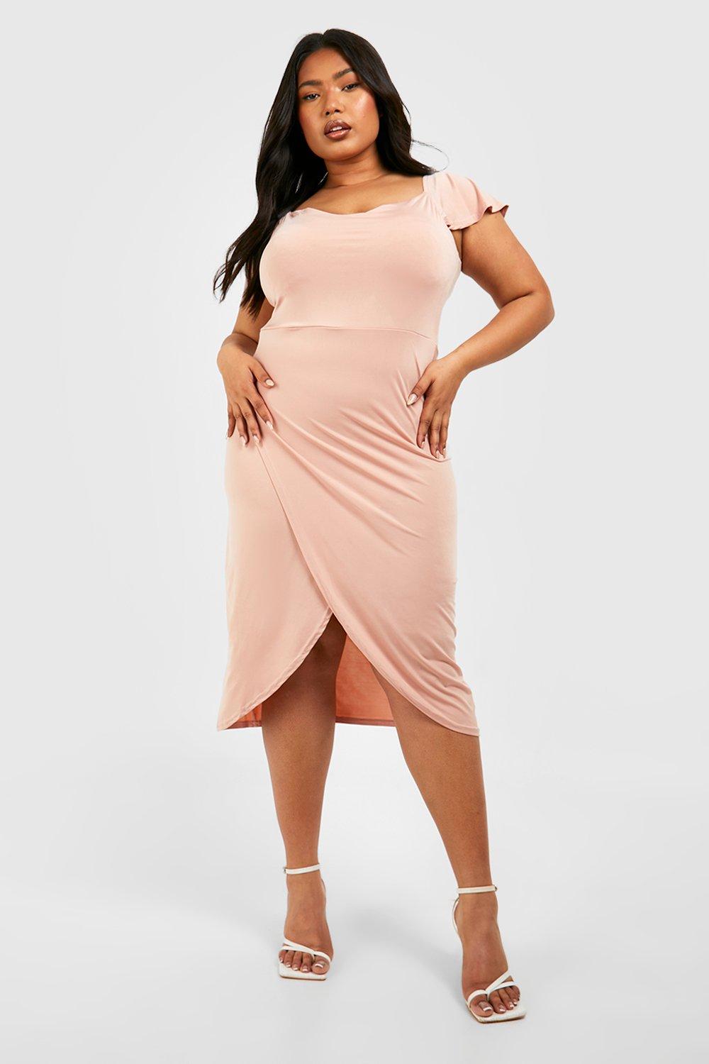 Rose pink plus size hot sale dresses