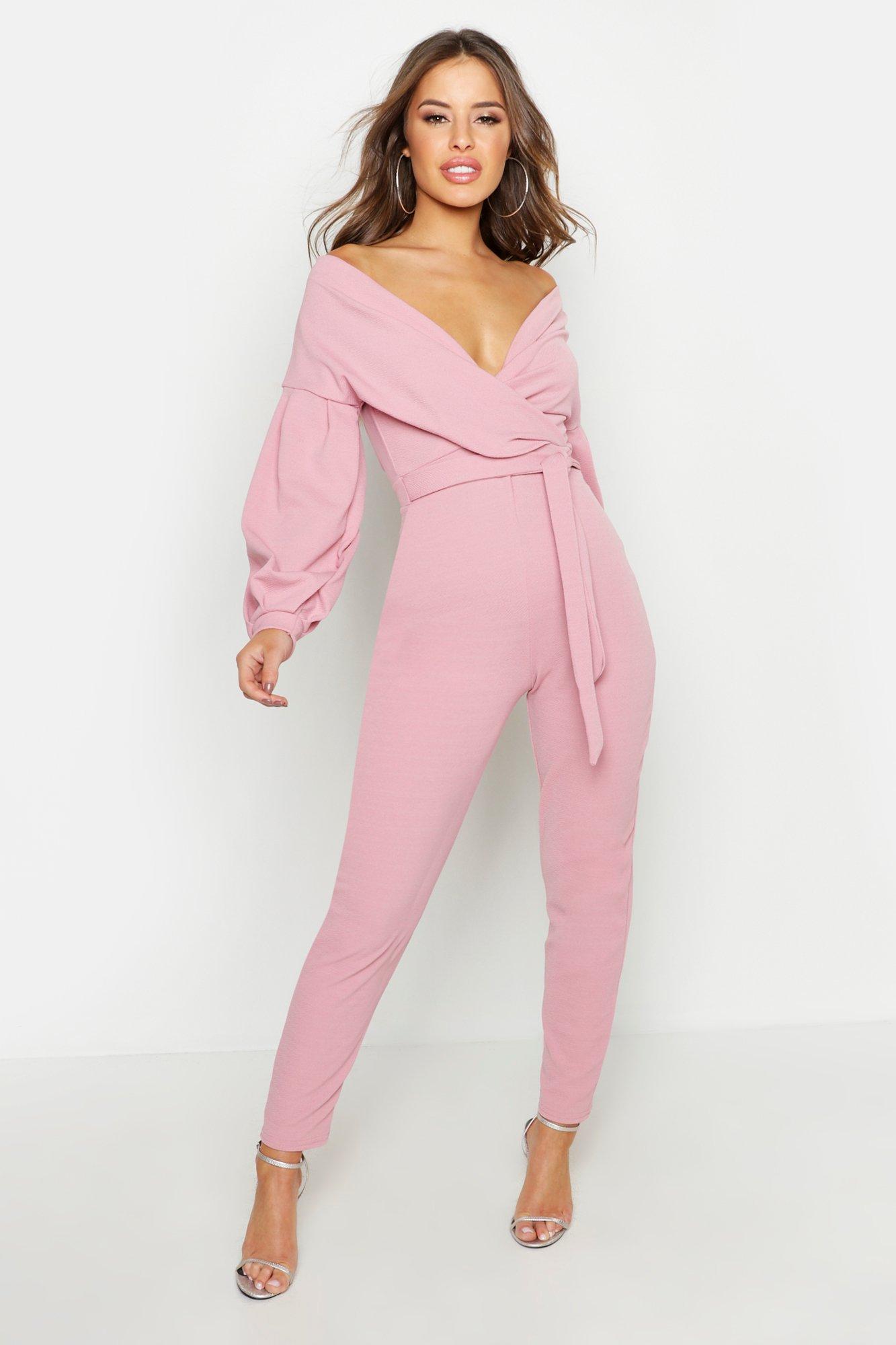 petite off the shoulder jumpsuit