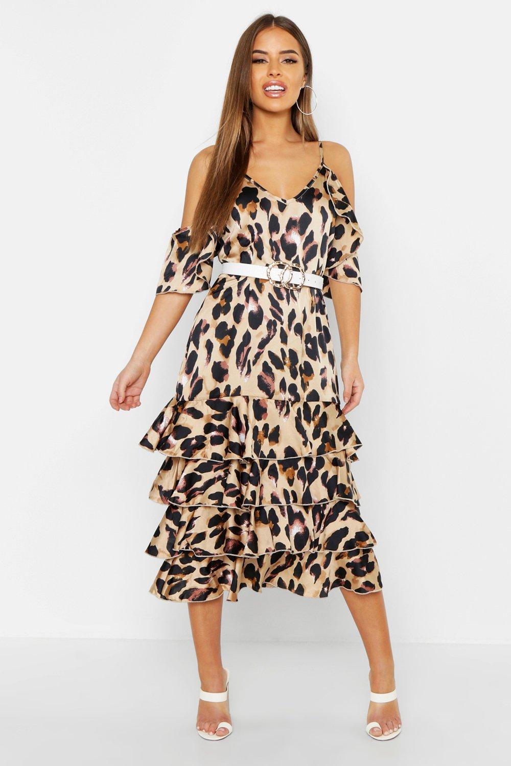 boohoo leopard midi dress