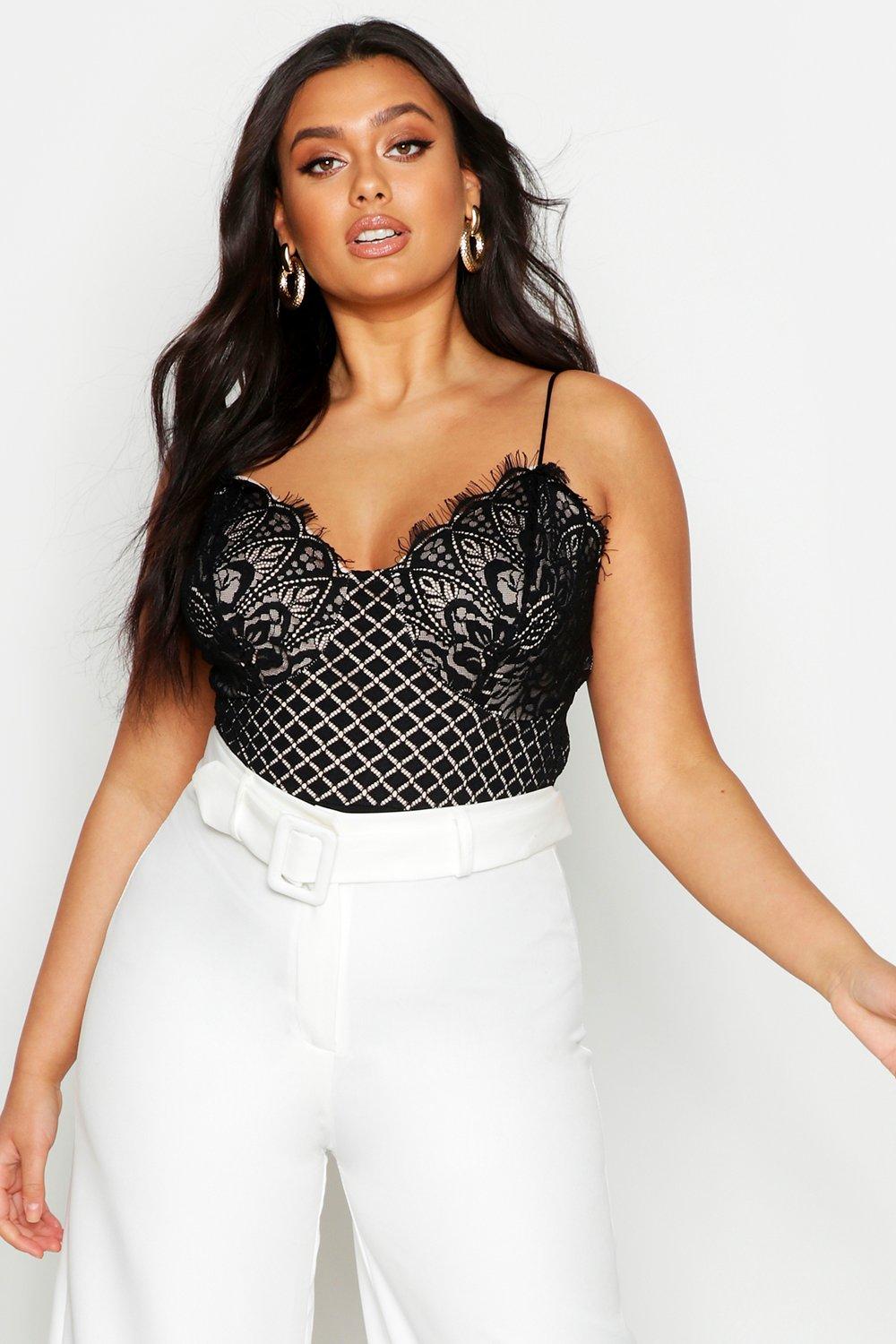 boohoo plus lace bodysuit