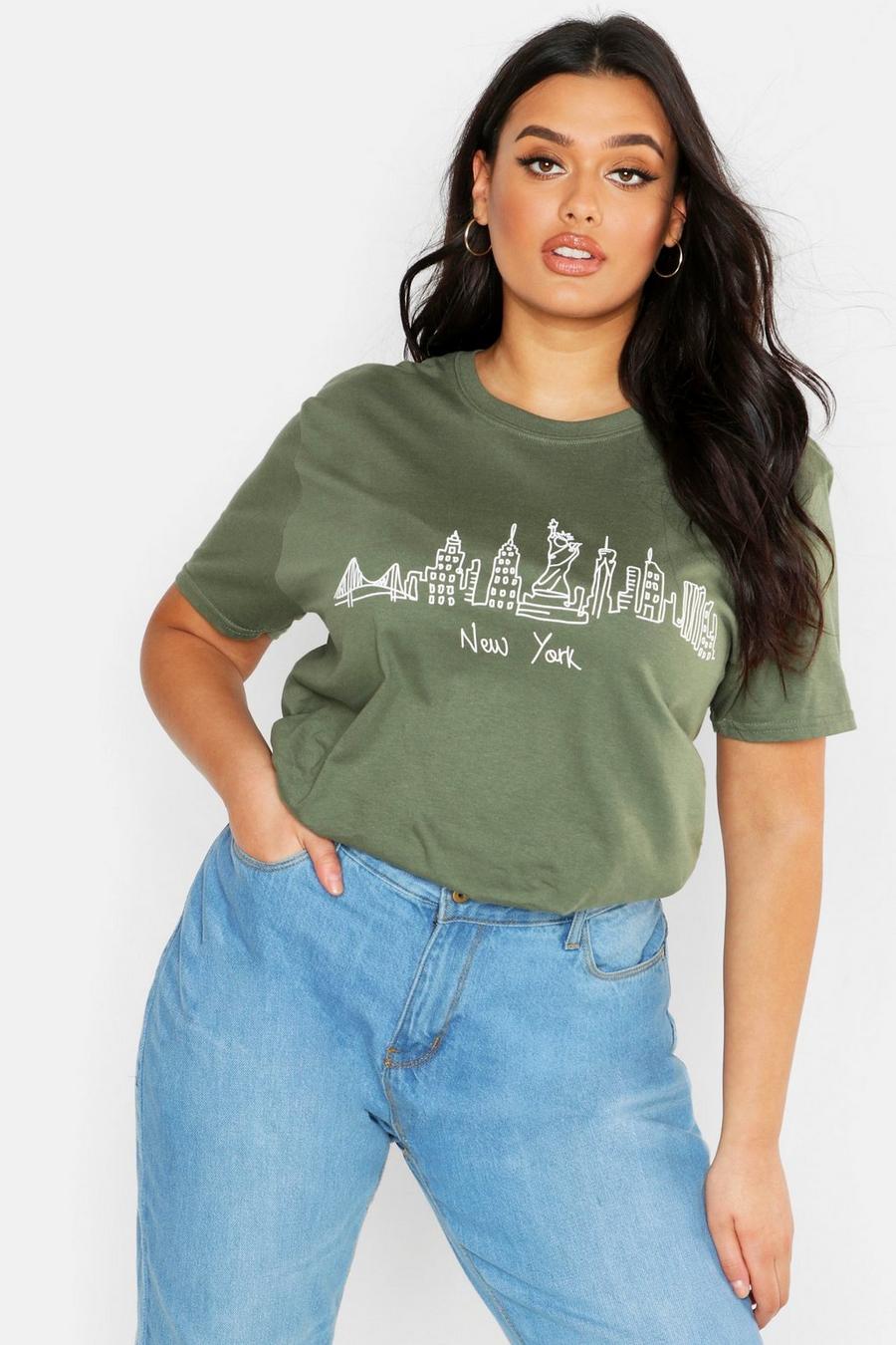Plus – T-Shirt mit Skyline von New York image number 1