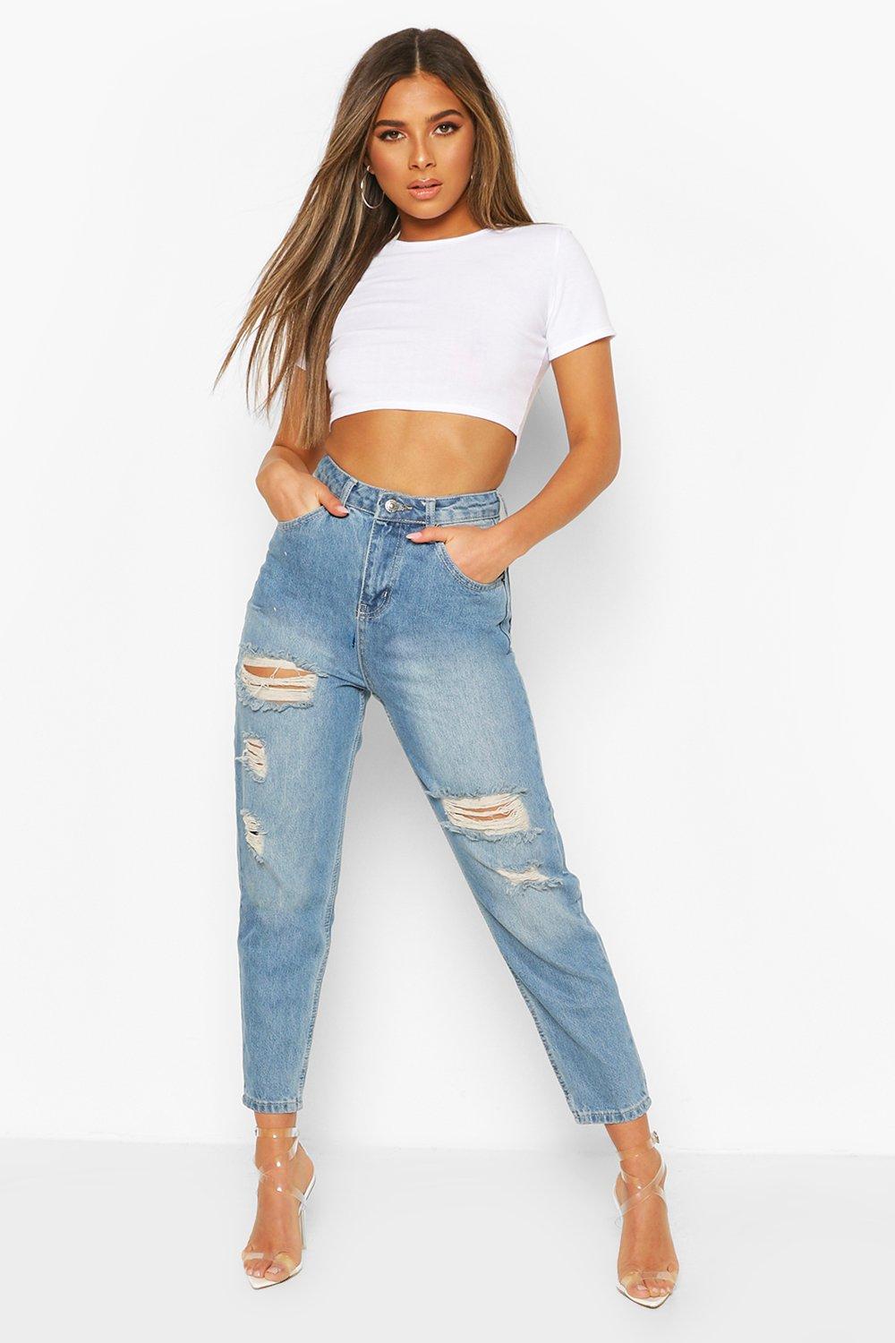 light blue slim mom jeans