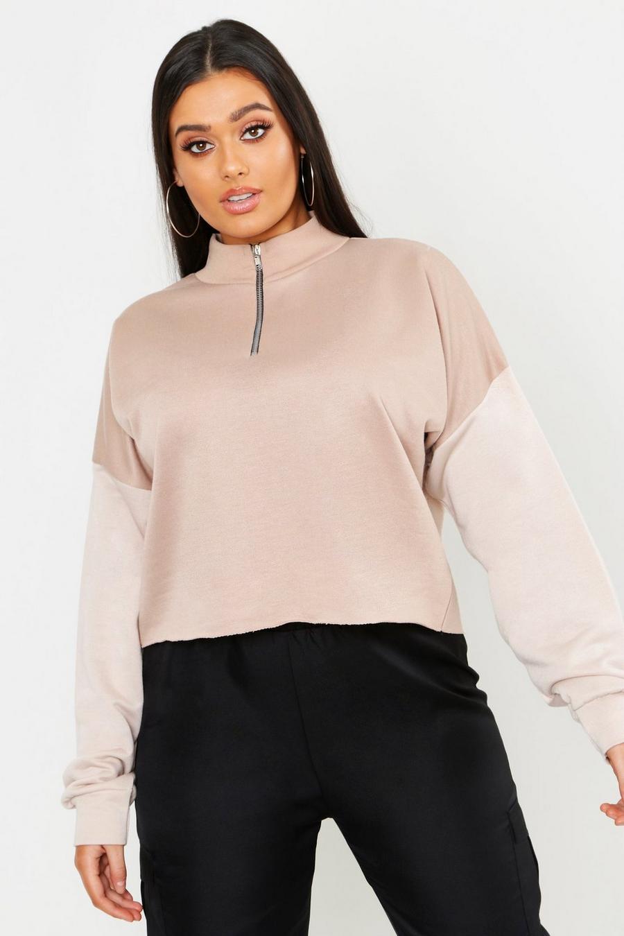 Stone Plus Color Block Tonal Cropped Sweat image number 1