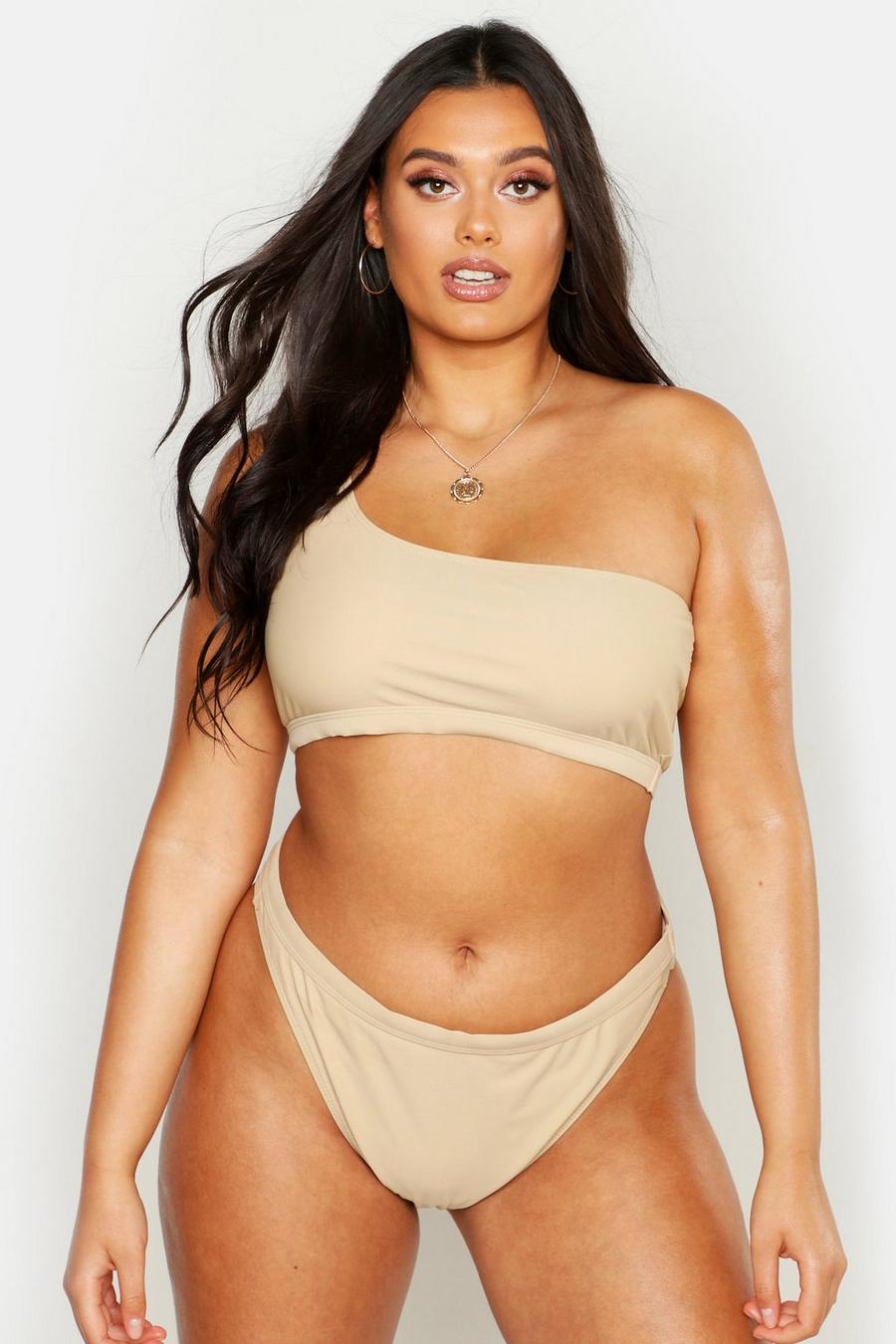Plus – One-Shoulder-Bikini mit hohem Beinausschnitt image number 1