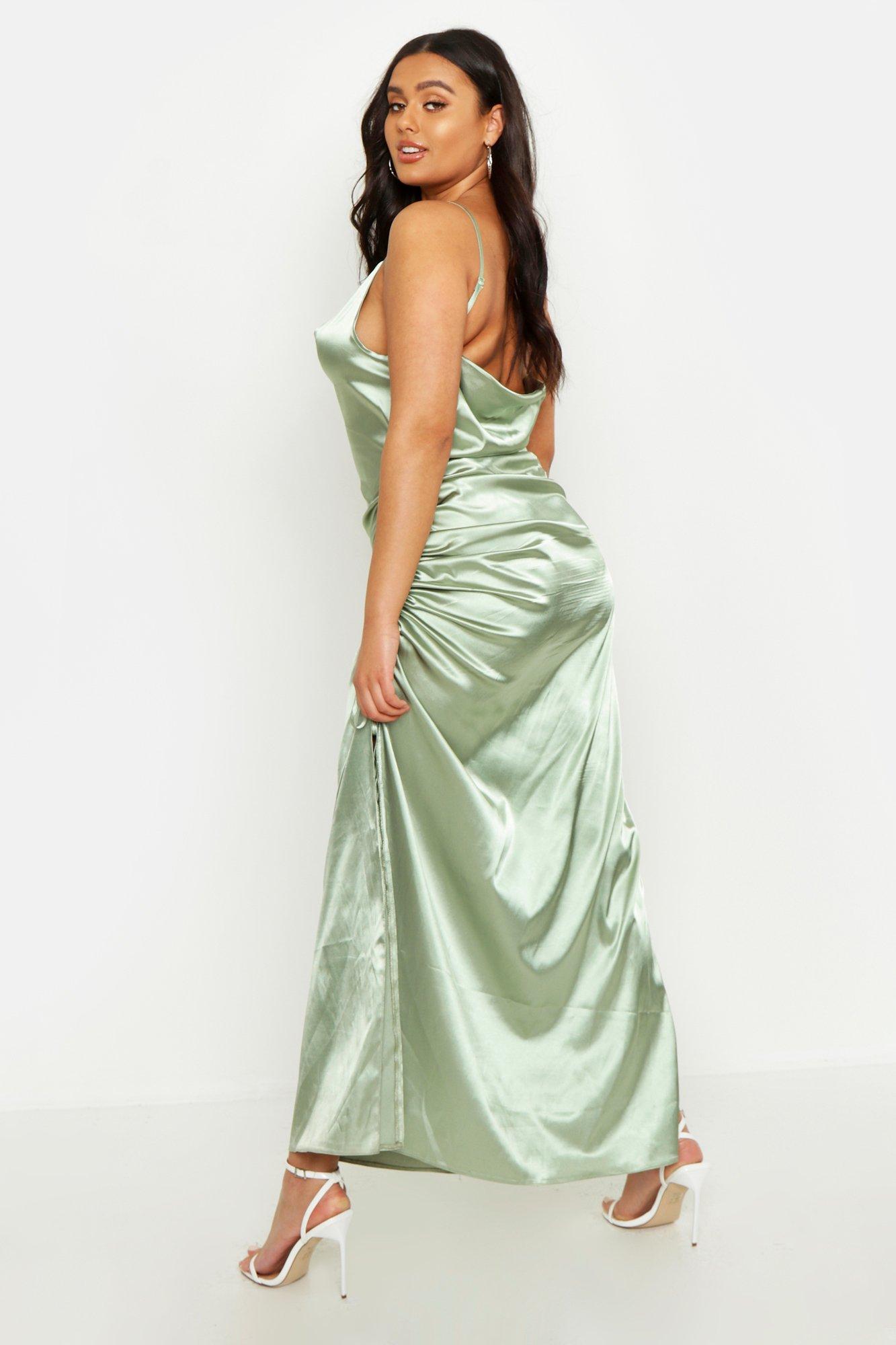 cowl neck maxi dress satin