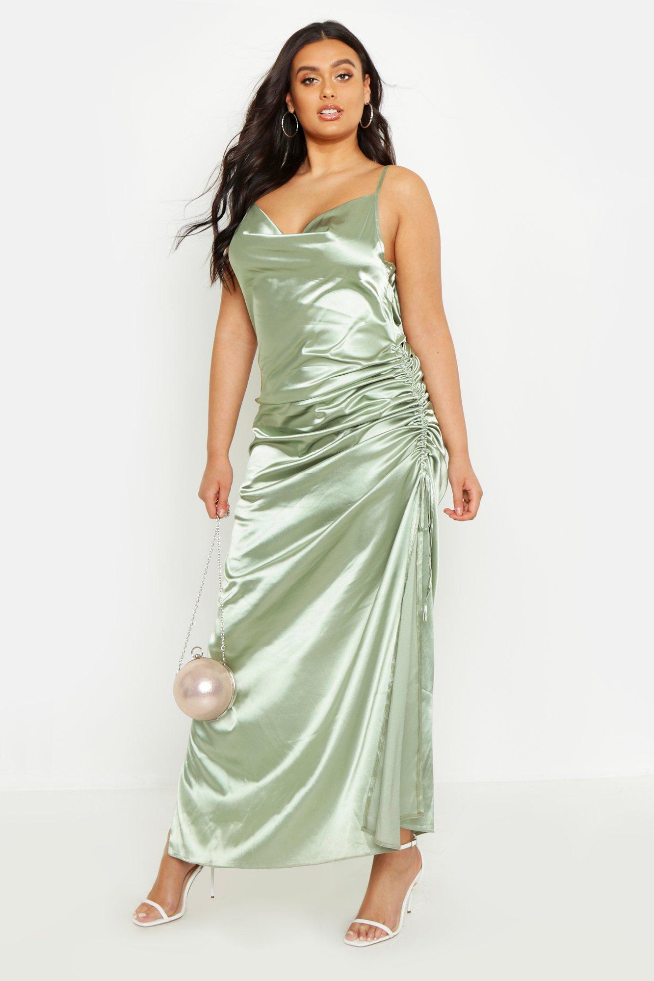 cowl satin maxi dress