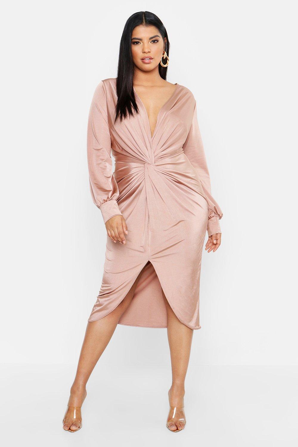 boohoo plunge midi dress