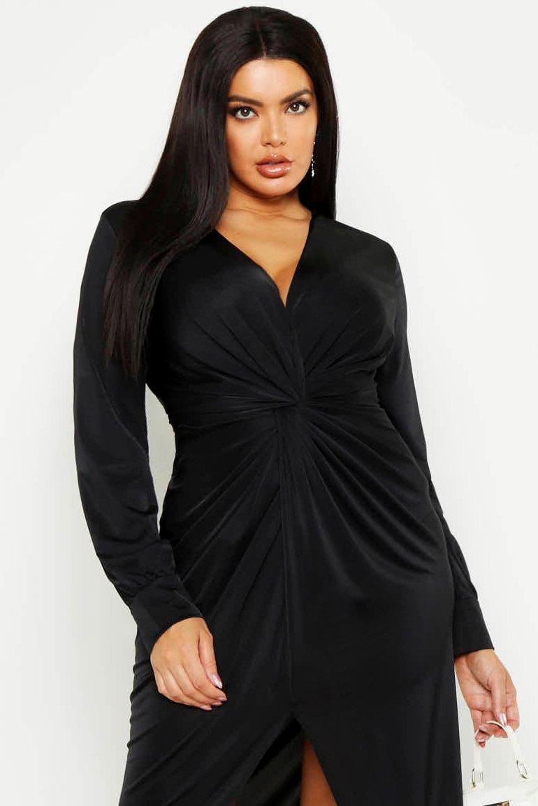 Twist front plunge slinky best sale midi dress