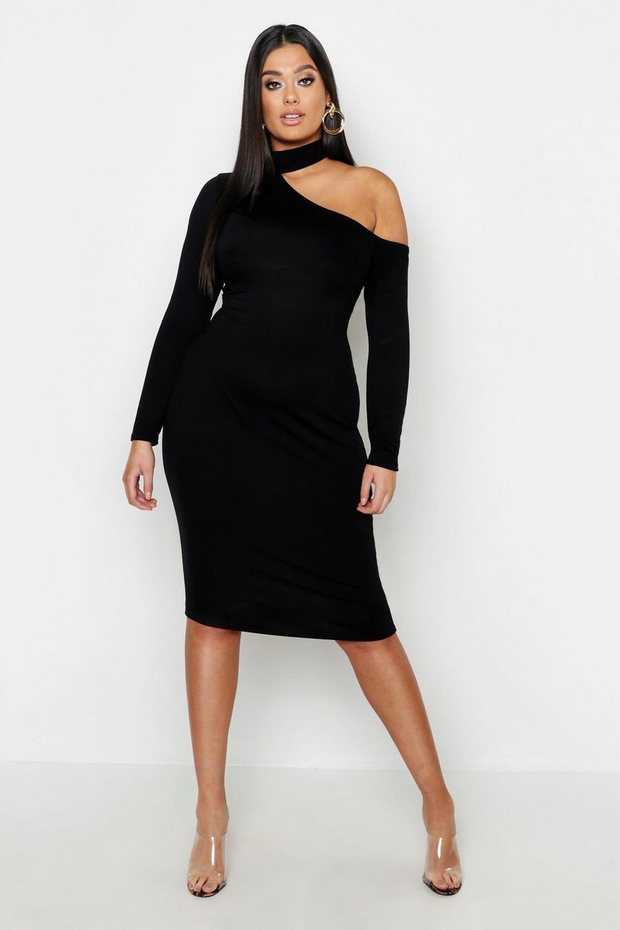Plus High Neck Cut Out Midi Dress image number 1
